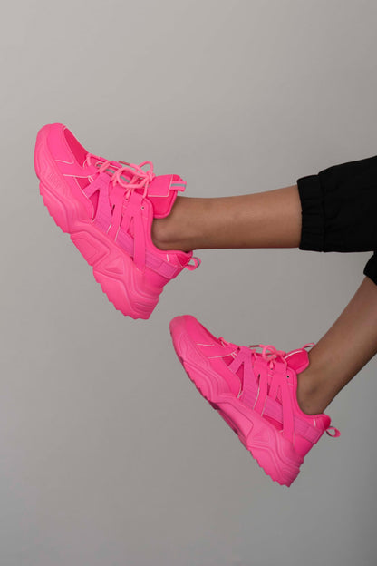 Berness Running Late Chunky Sole Athletic Sneakers in Hot Pink - Redemption By Ashley North