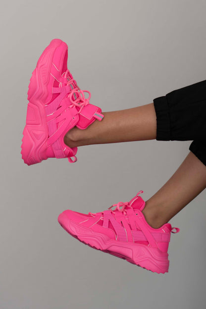 Berness Running Late Chunky Sole Athletic Sneakers in Hot Pink - Redemption By Ashley North