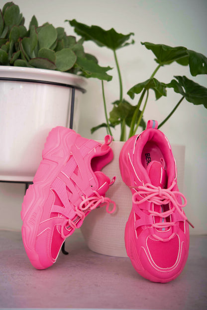 Berness Running Late Chunky Sole Athletic Sneakers in Hot Pink - Redemption By Ashley North
