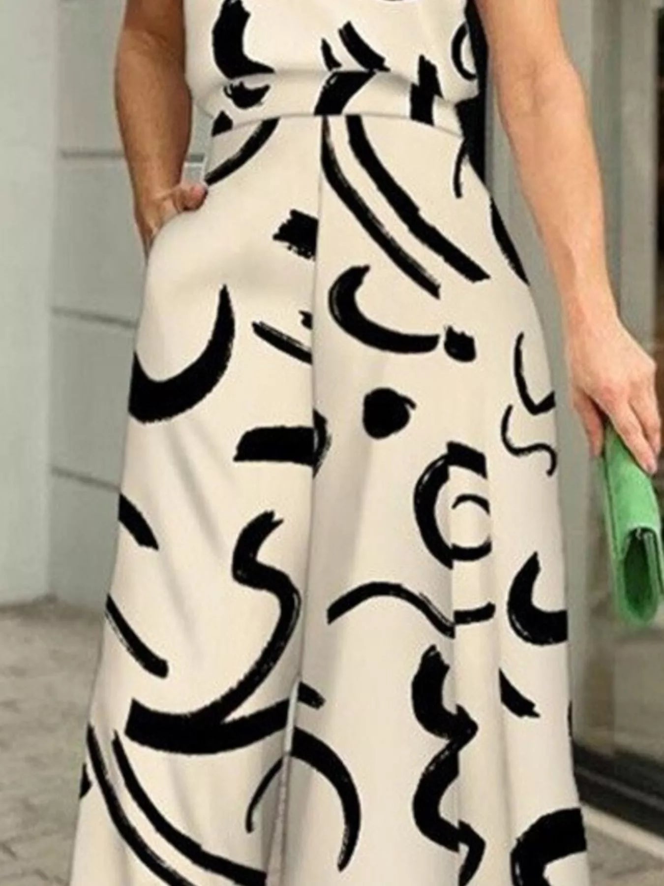 Halter Neck Abstract Print Wide Leg Jumpsuit - Redemption By Ashley North