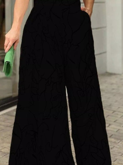 Halter Neck Abstract Print Wide Leg Jumpsuit - Redemption By Ashley North