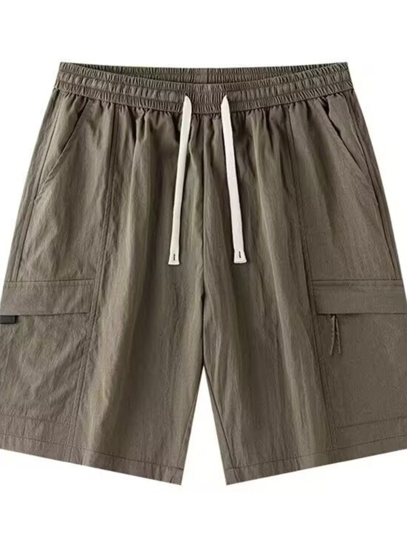 Men's plus size relaxed fit cargo shorts with drawstring waist from Trendsi, showing multiple pockets and casual style.