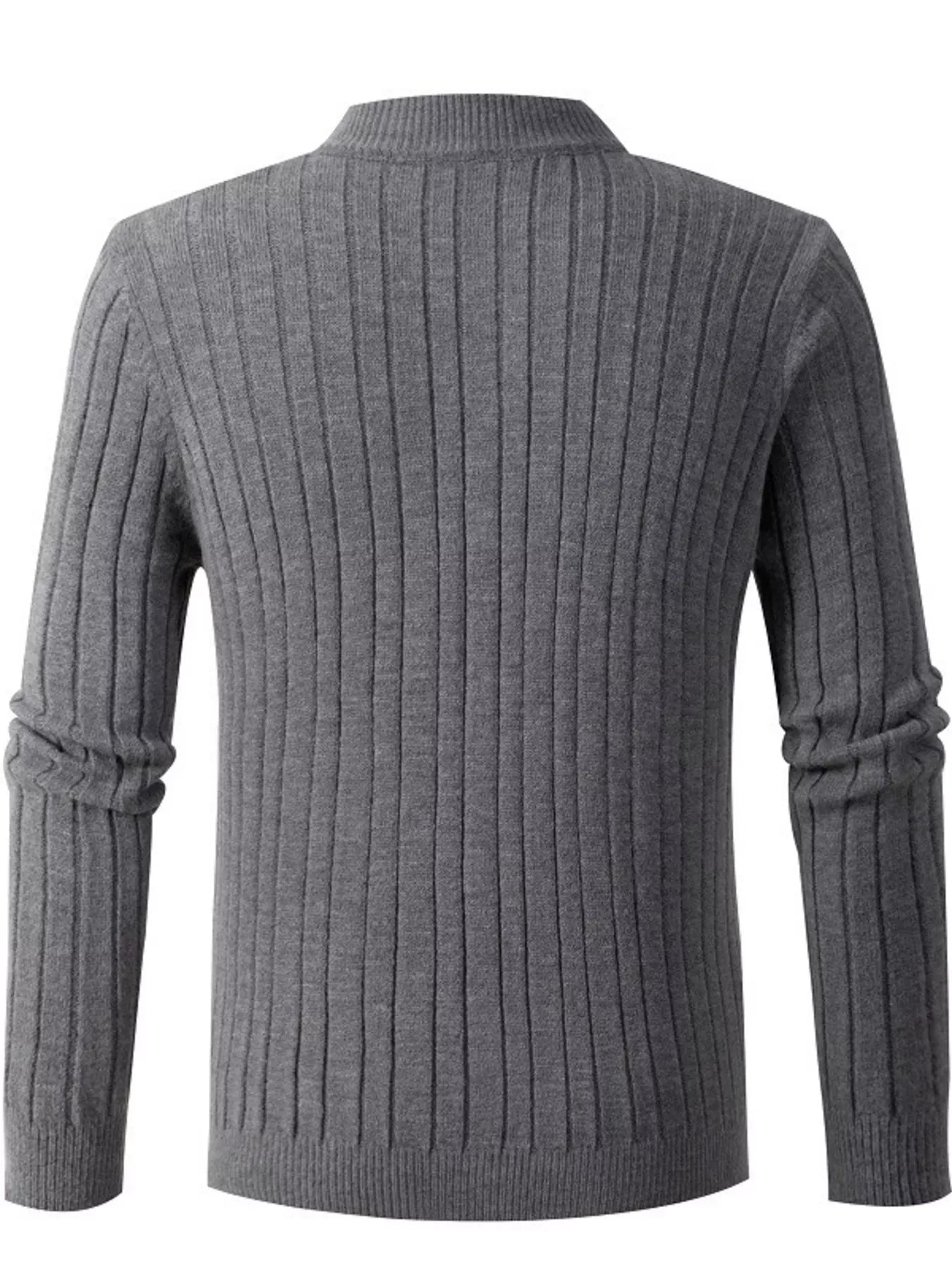 Men's full size cable knit half-zip sweater in khaki, plus size, by Trendsi, displayed on a mannequin.