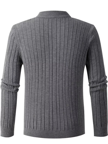 Men's full size cable knit half-zip sweater in khaki, plus size, by Trendsi, displayed on a mannequin.