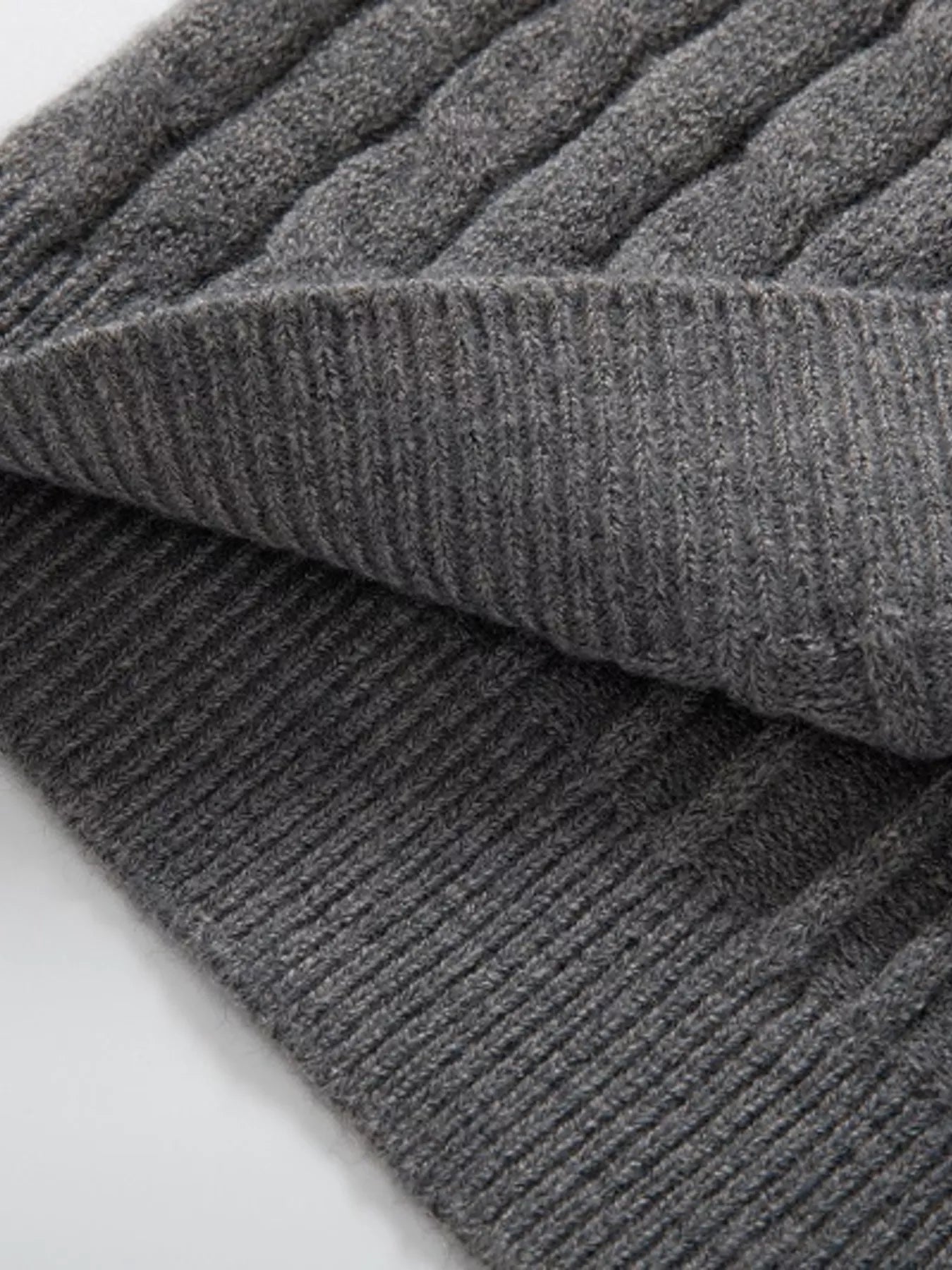 Men's full-size cable knit half-zip sweater in khaki, plus size, by Trendsi, featuring a cozy textured knit and a half-zip collar.