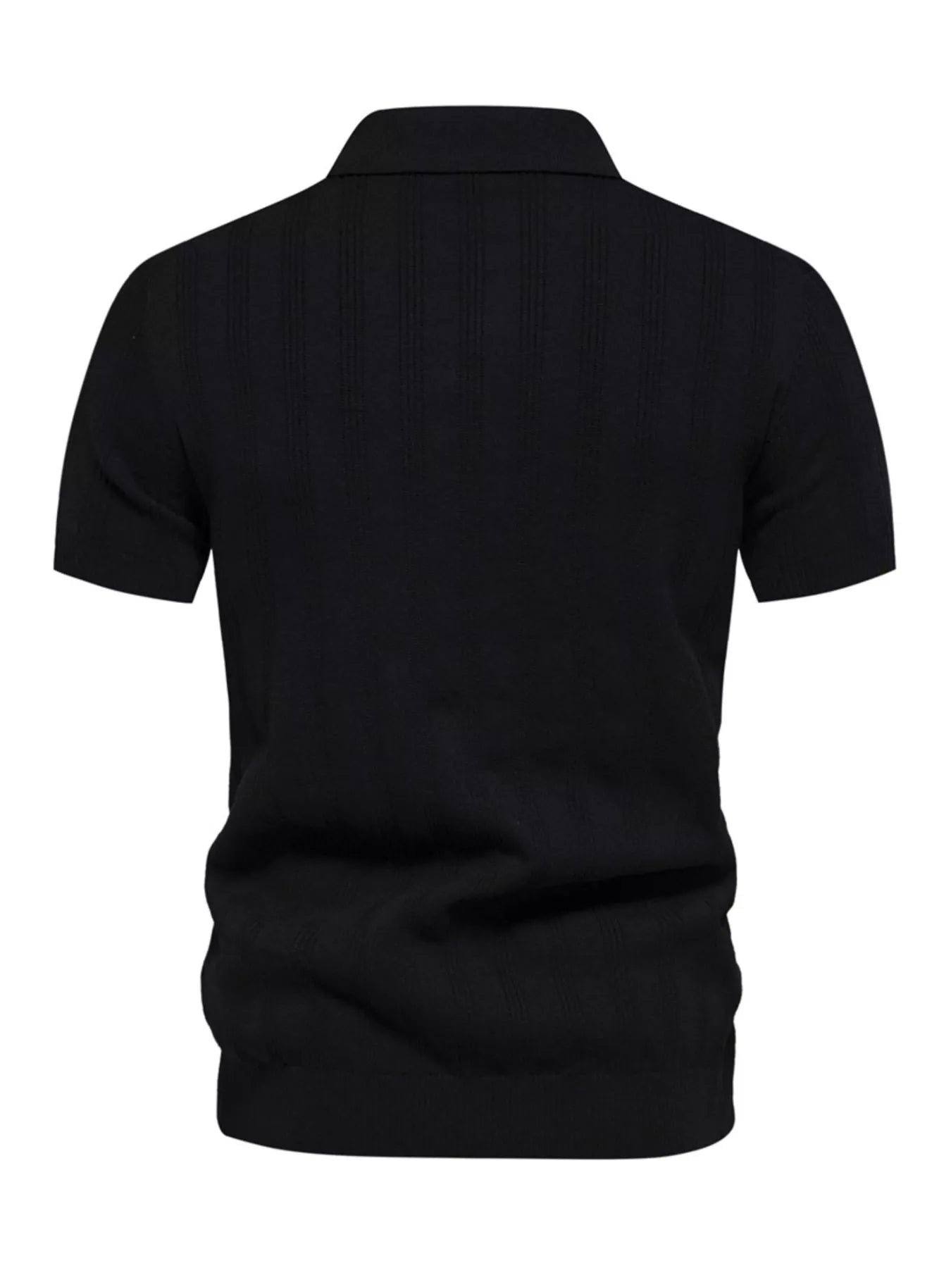 Men's short sleeve knit polo in khaki from Trendsi, featuring a classic collar and button-up front, casual and stylish for everyday wear.