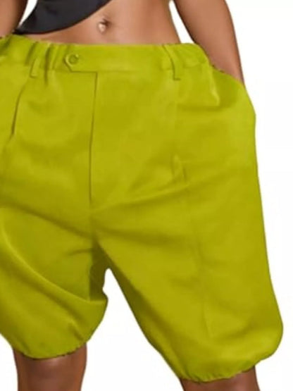 High waist shorts with pleated details from Trendsi, showcasing a stylish design and lightweight fabric.