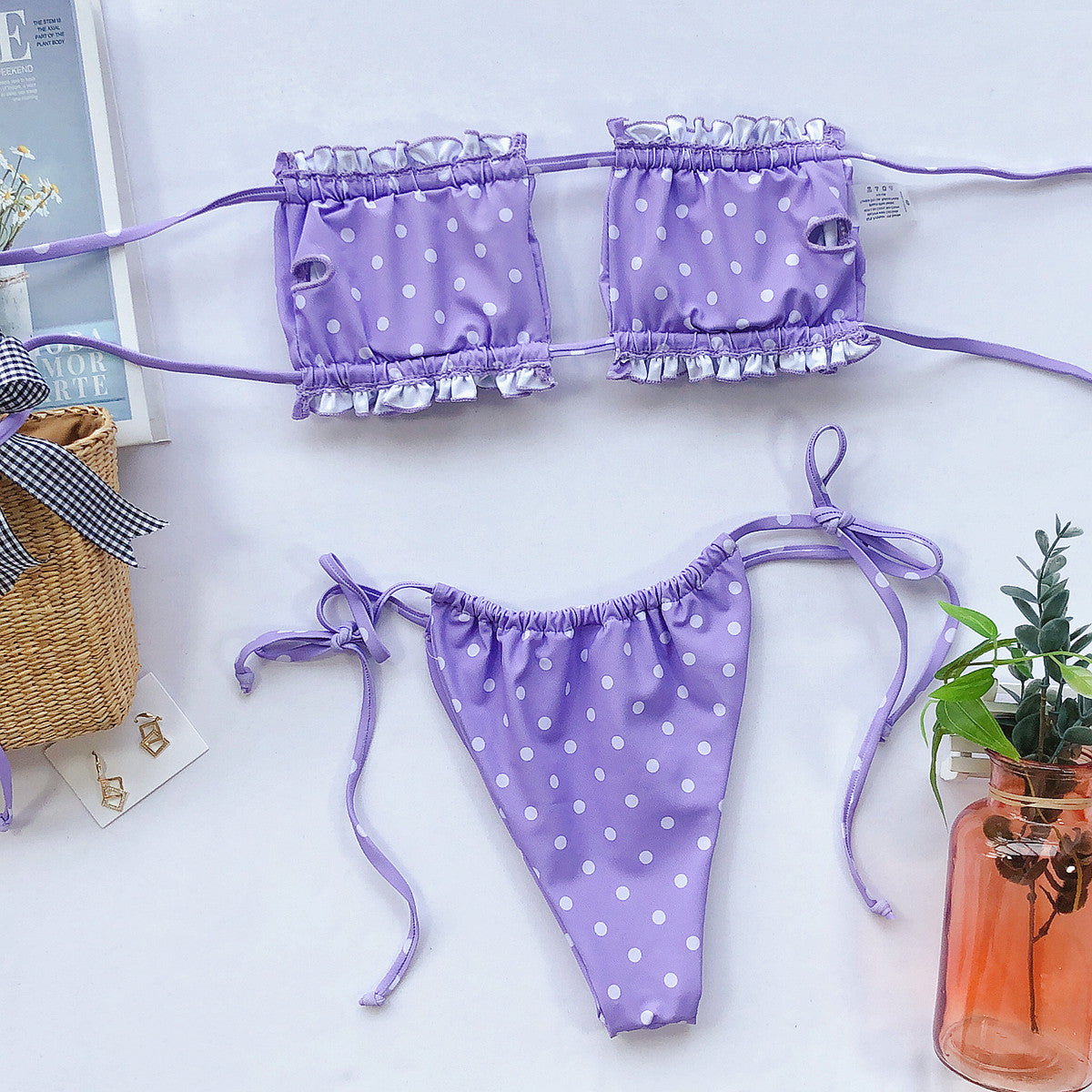Frill Trim Ruched Bikini Set - Redemption By Ashley North