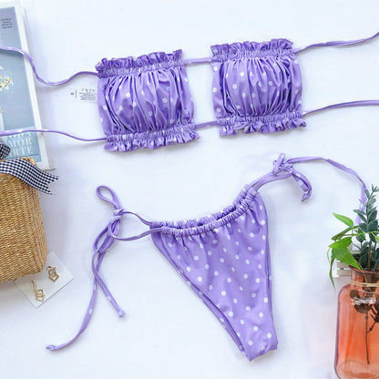 Frill Trim Ruched Bikini Set - Redemption By Ashley North