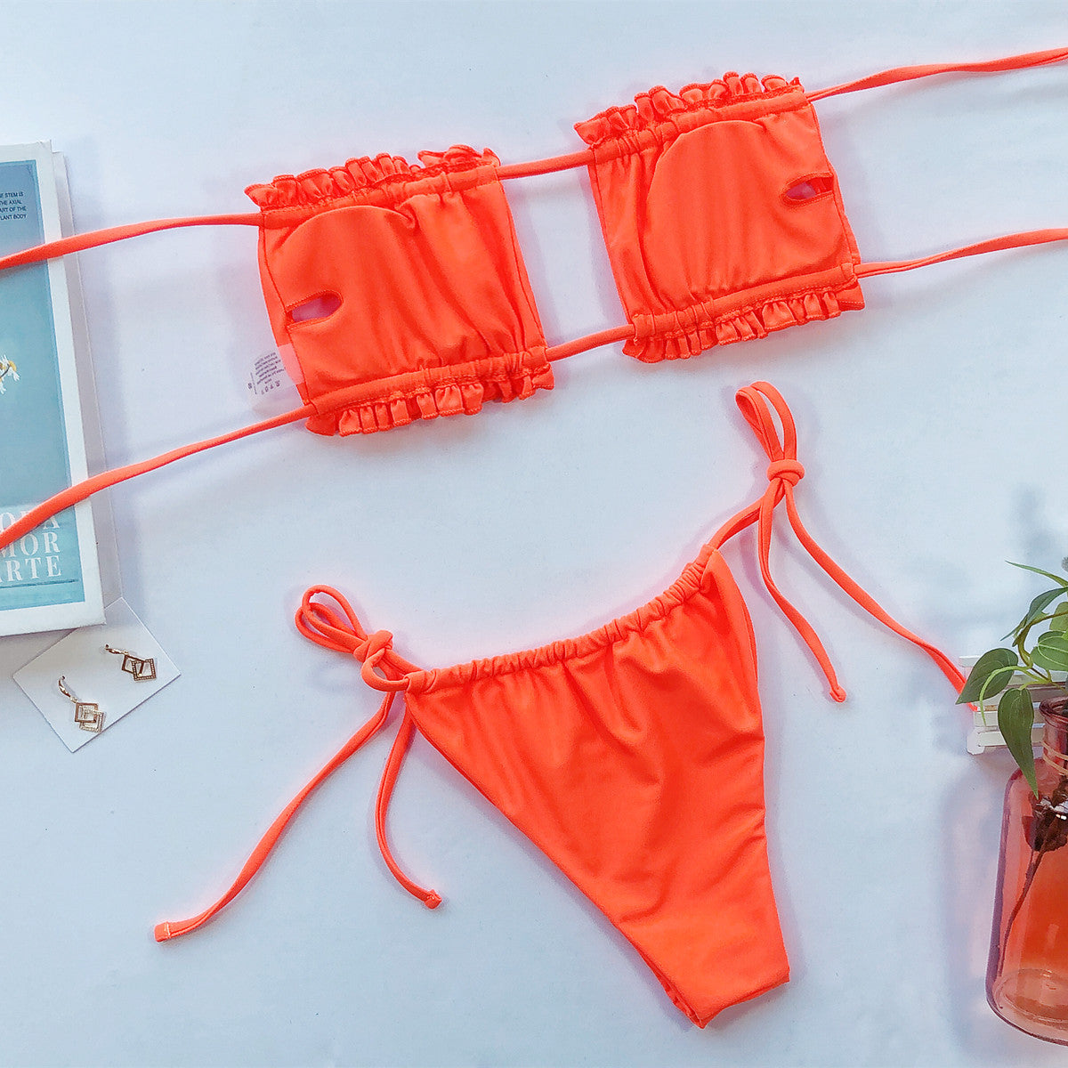 Frill Trim Ruched Bikini Set - Redemption By Ashley North