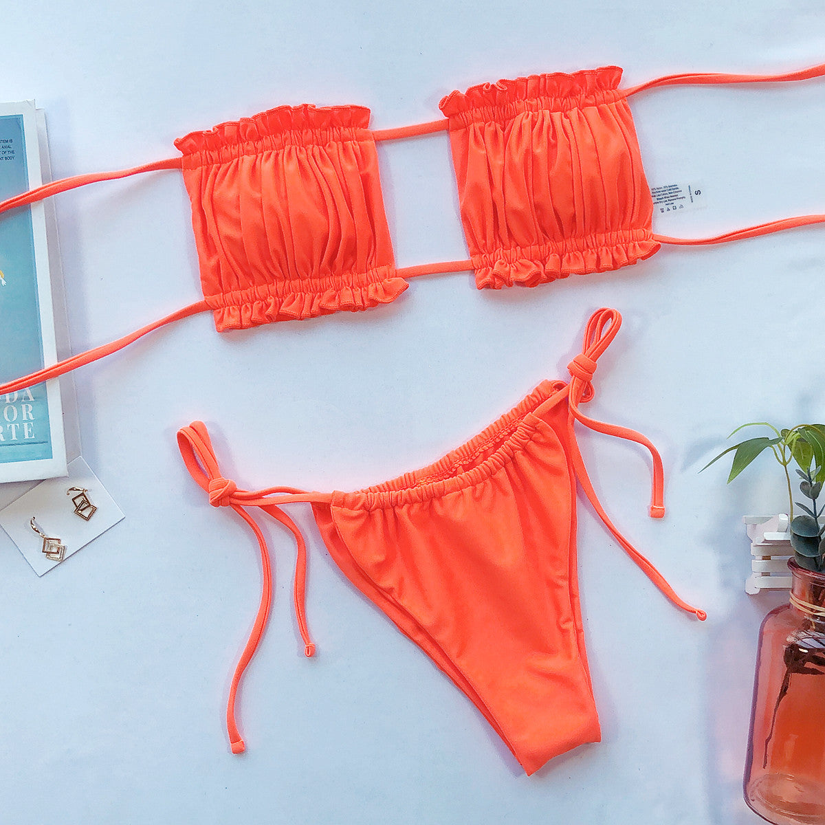 Frill Trim Ruched Bikini Set - Redemption By Ashley North