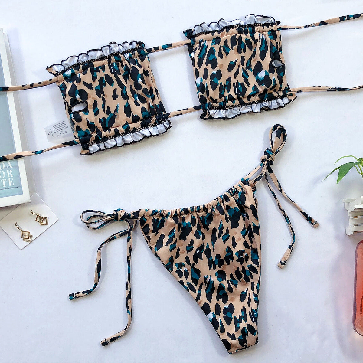 Frill Trim Ruched Bikini Set - Redemption By Ashley North