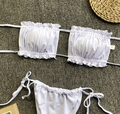 Frill Trim Ruched Bikini Set - Redemption By Ashley North