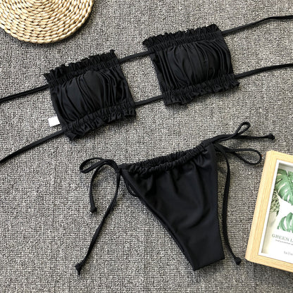 Frill Trim Ruched Bikini Set - Redemption By Ashley North