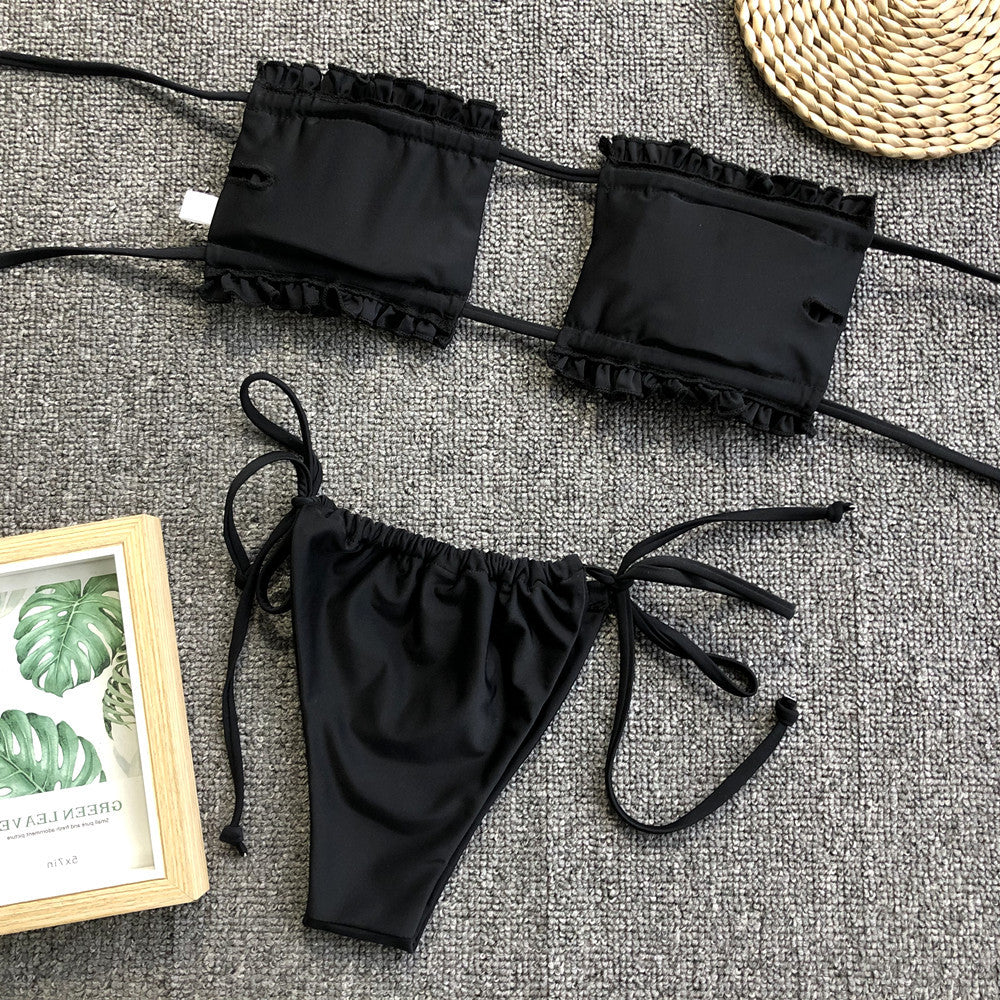 Frill Trim Ruched Bikini Set - Redemption By Ashley North