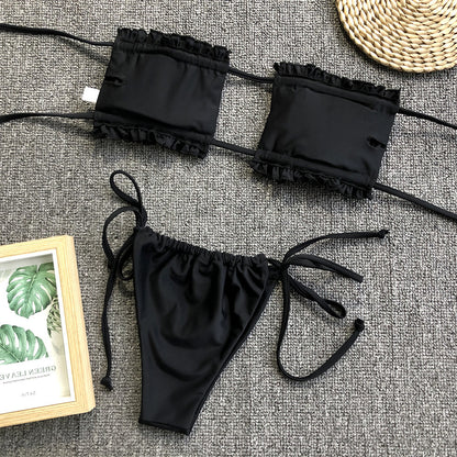 Frill Trim Ruched Bikini Set - Redemption By Ashley North