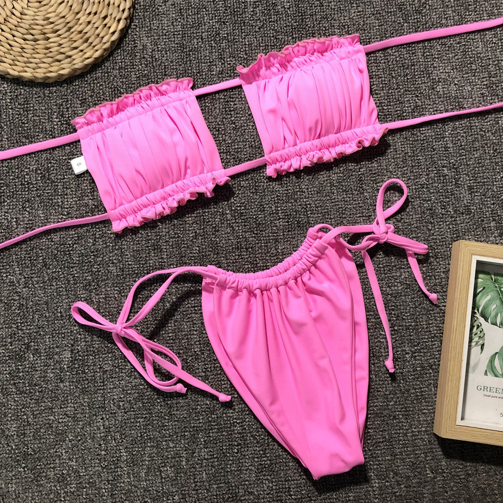 Frill Trim Ruched Bikini Set - Redemption By Ashley North