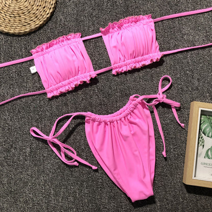 Frill Trim Ruched Bikini Set - Redemption By Ashley North