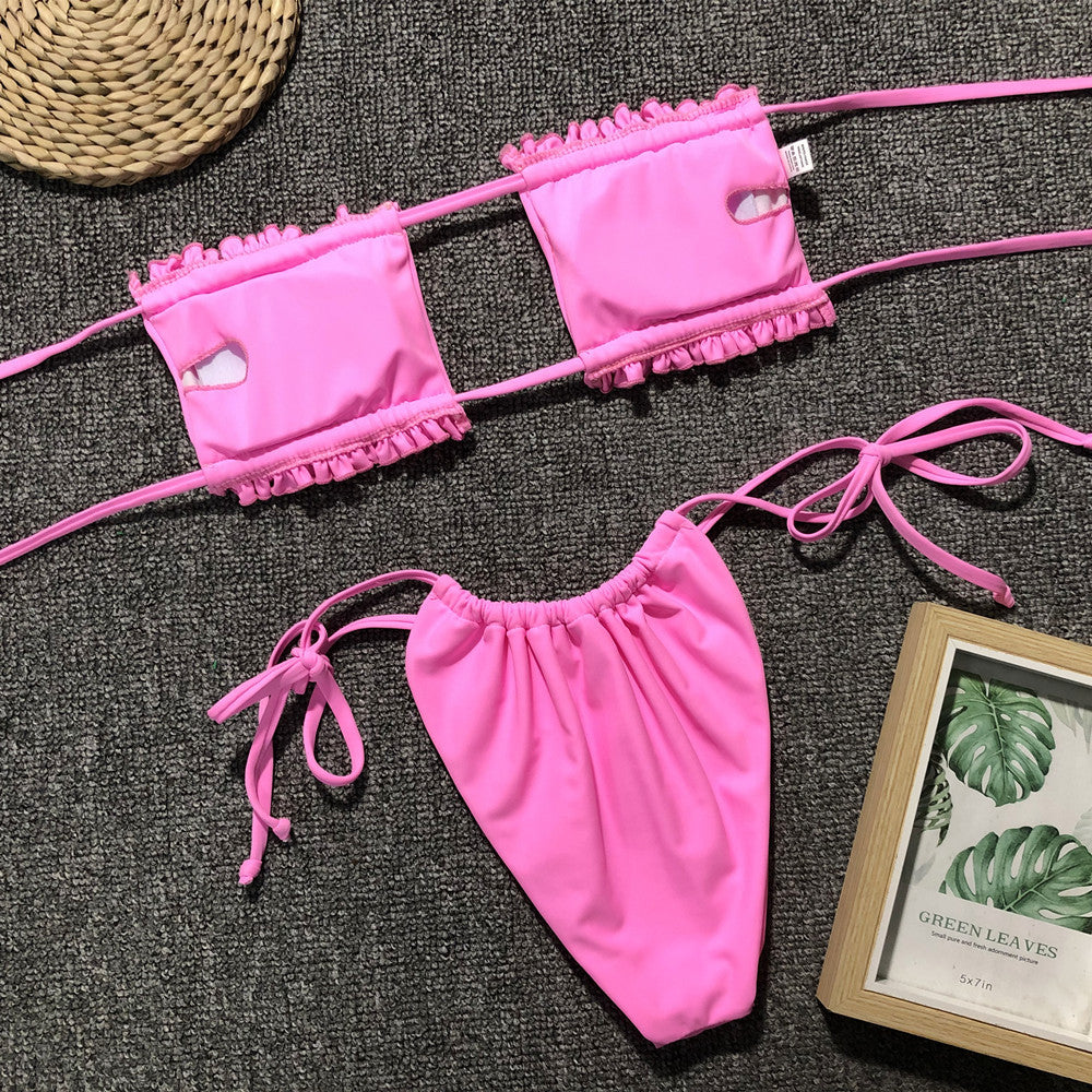 Frill Trim Ruched Bikini Set - Redemption By Ashley North