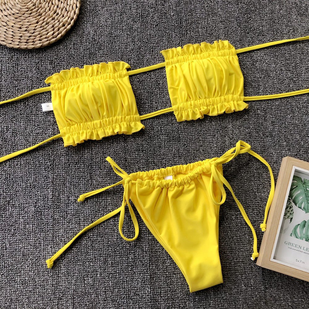 Frill Trim Ruched Bikini Set - Redemption By Ashley North