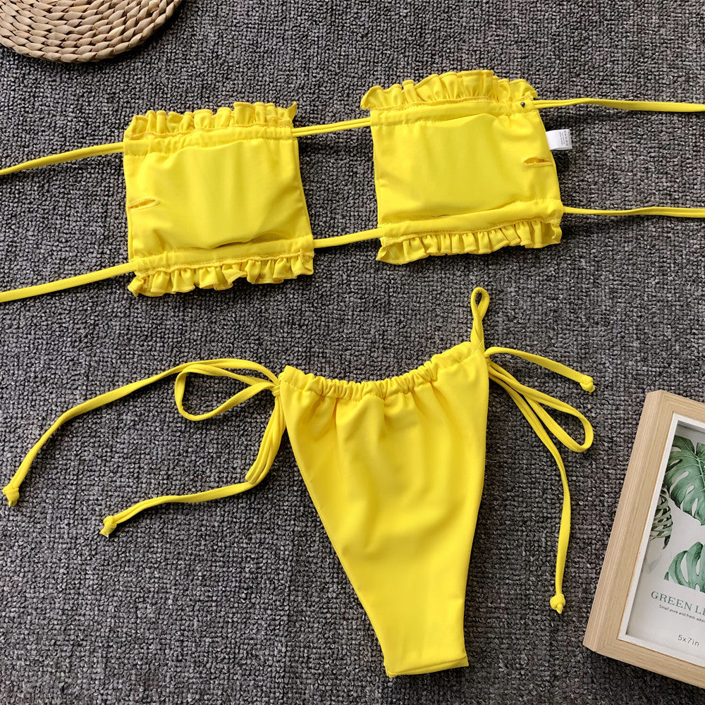 Frill Trim Ruched Bikini Set - Redemption By Ashley North