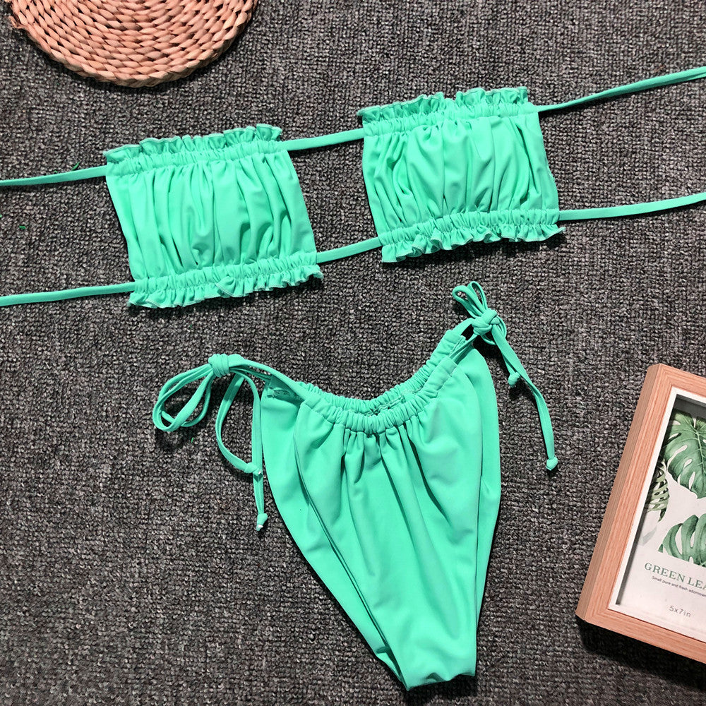 Frill Trim Ruched Bikini Set - Redemption By Ashley North
