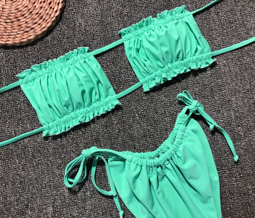 Frill Trim Ruched Bikini Set - Redemption By Ashley North
