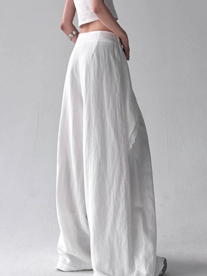 Light blue lace detail wide leg pants from Trendsi, featuring flowing fabric and elegant design for a stylish look.