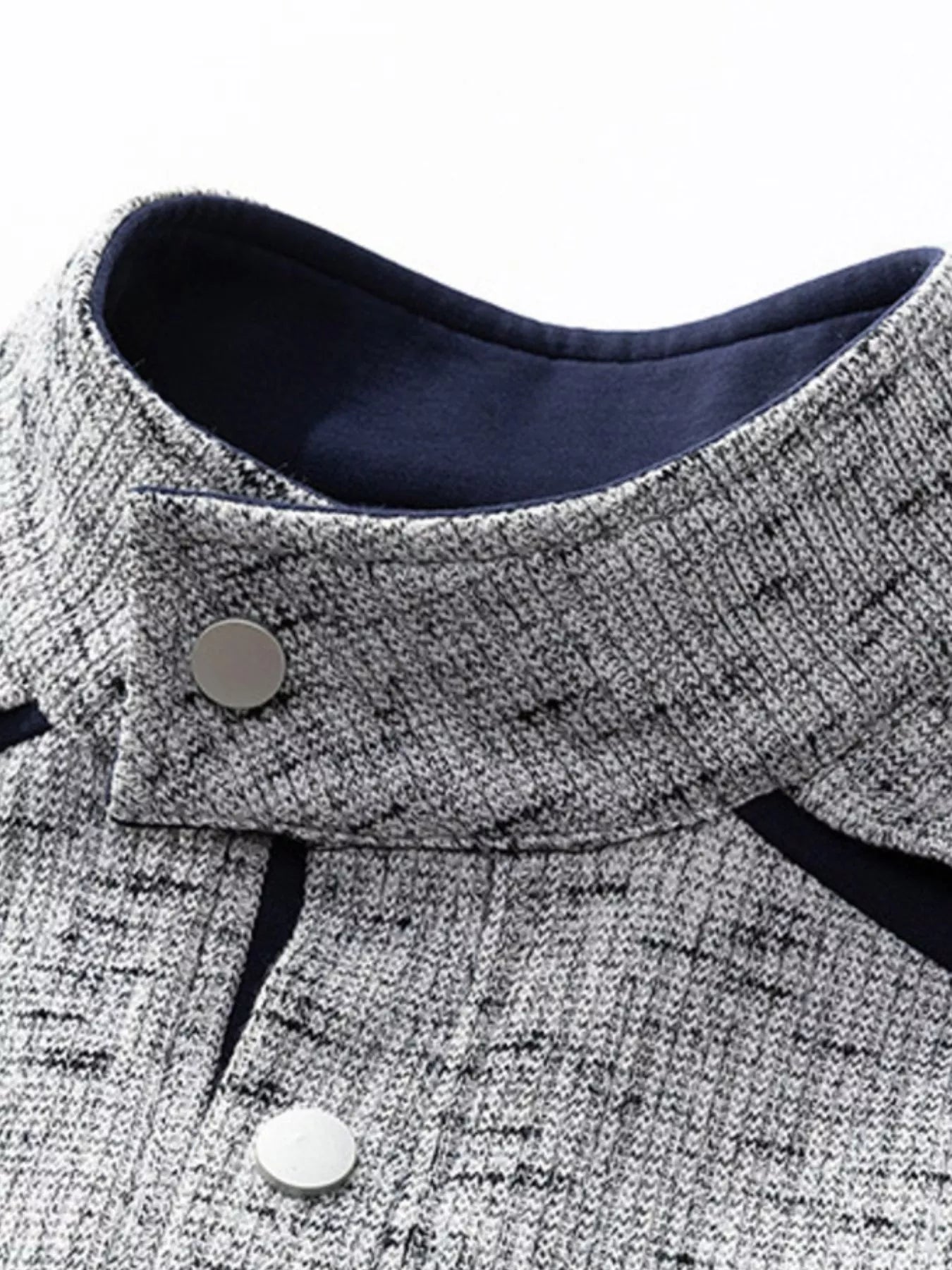 Light gray men's plus size textured sweatshirt with stand collar and kangaroo pocket, by Trendsi.