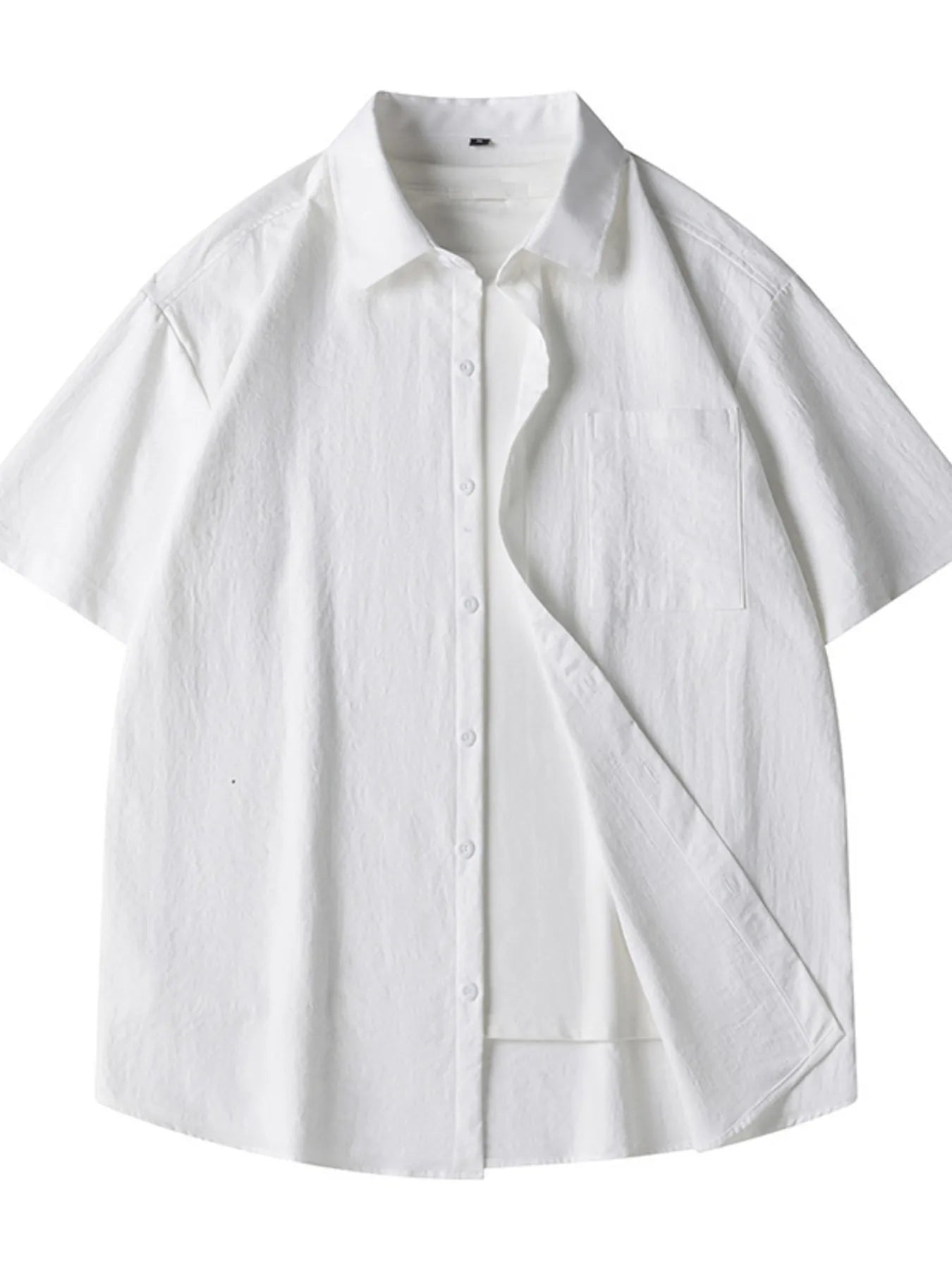 Light yellow men's plus size casual short sleeve shirt with a loose fit from Trendsi, styled for relaxed everyday wear.