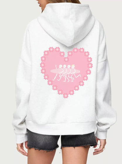 Drop Shoulder Graphic Hoodie with Kangaroo Pocket - Redemption By Ashley North