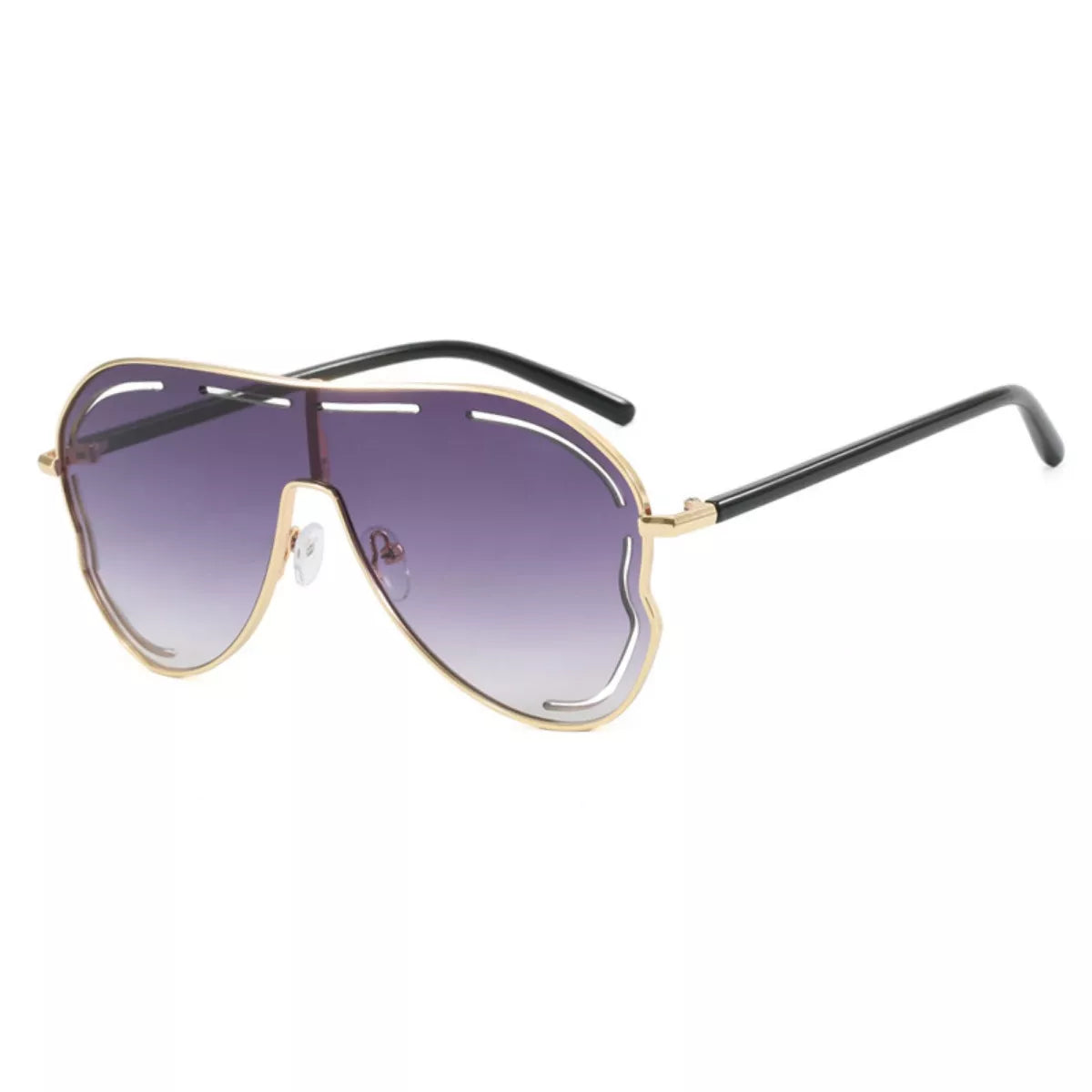 Trendsi oversized aviator sunglasses with gradient lenses and mauve tint, featuring a large frame and metal accents.