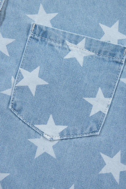 Raw hem denim top with star collar detail from Trendsi, showcasing the front view and stylish design.