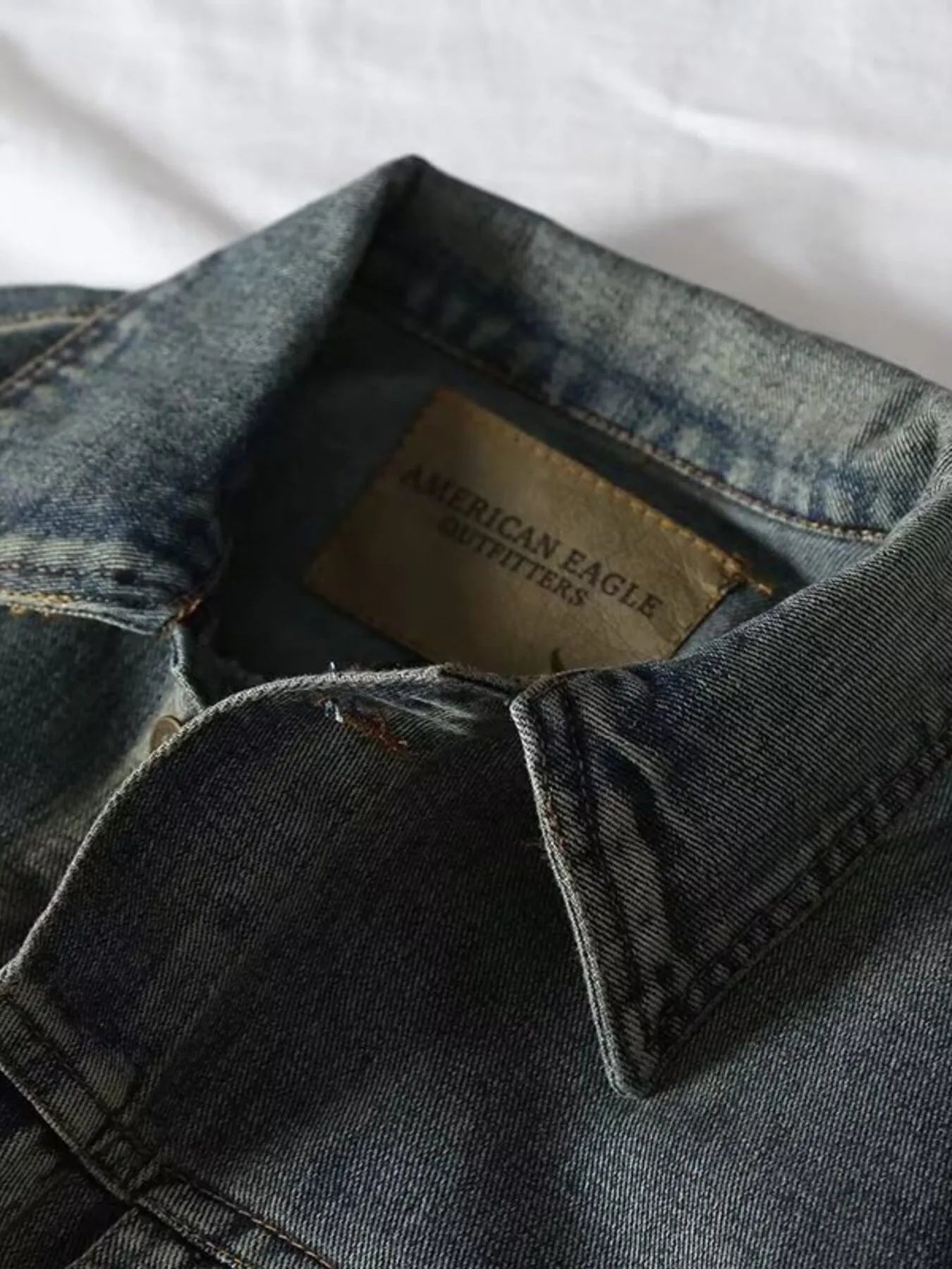 Men's plus size sea blue denim jacket with long sleeves and button-up front, stylish men's jacket by Trendsi.