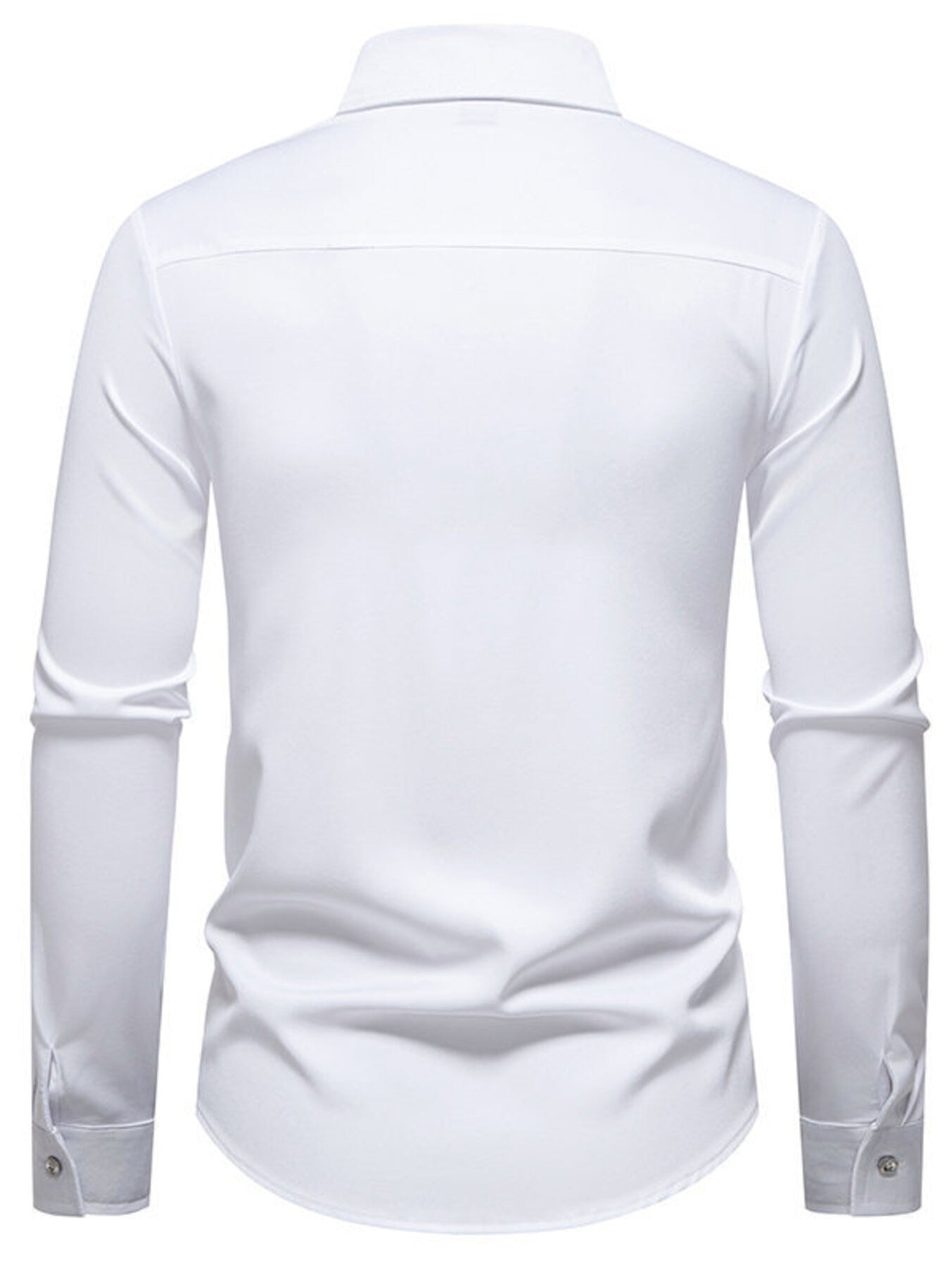 Navy blue men's slim fit long sleeve shirt from Trendsi, showcasing a tailored fit and classic collar style.