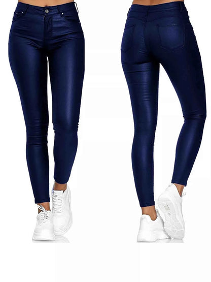 Black high-waisted leather skinny pants from Trendsi, stylish and fitted pants for a chic, effortless look.