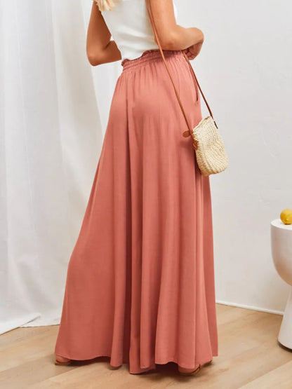 Coral high waist wide leg pants by Trendsi, featuring a flowy fit and stylish design, perfect for casual or chic outfits.