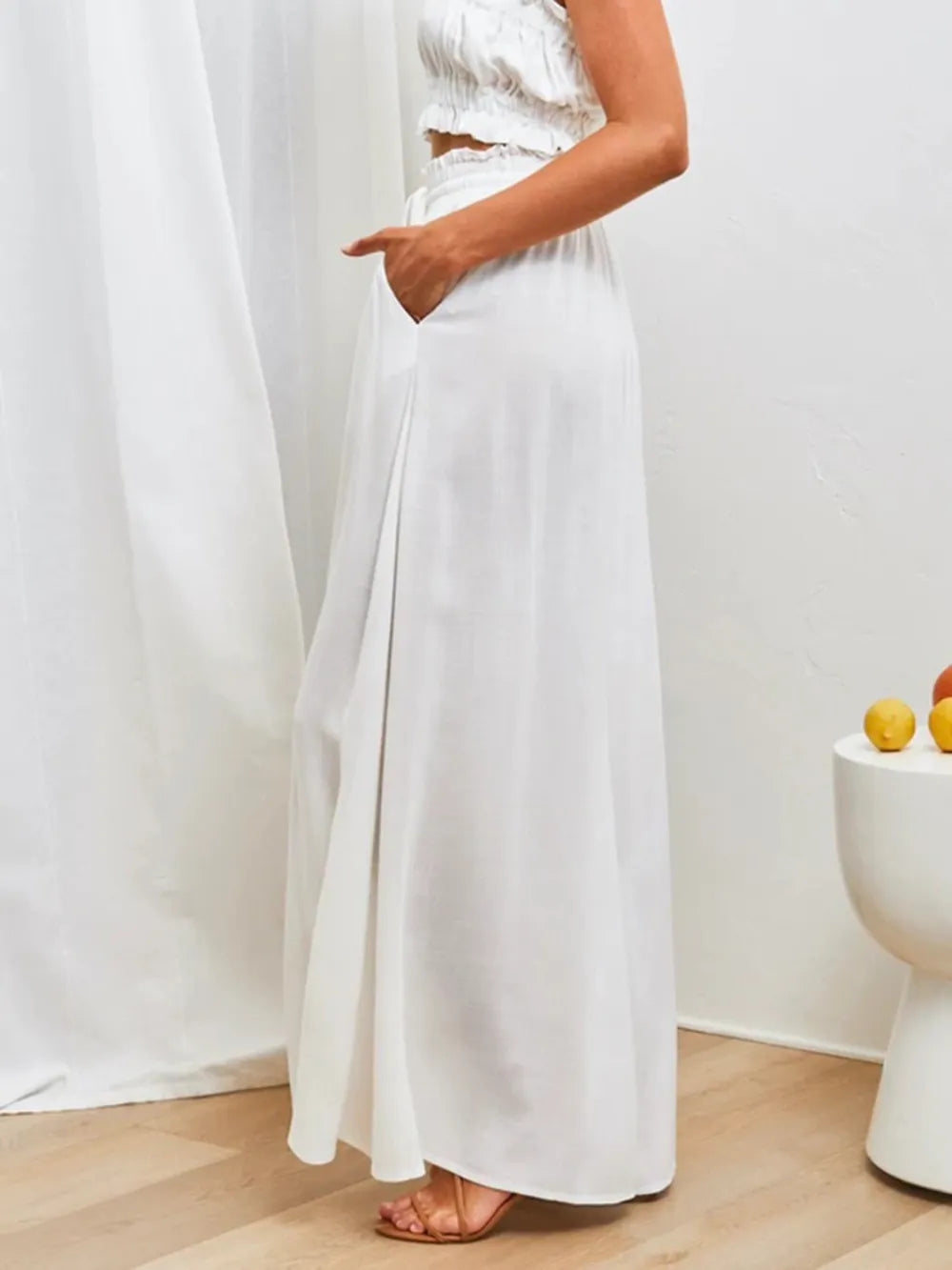 Coral high waist wide leg pants by Trendsi, featuring a relaxed fit and flowy silhouette, perfect for casual or chic outfits.