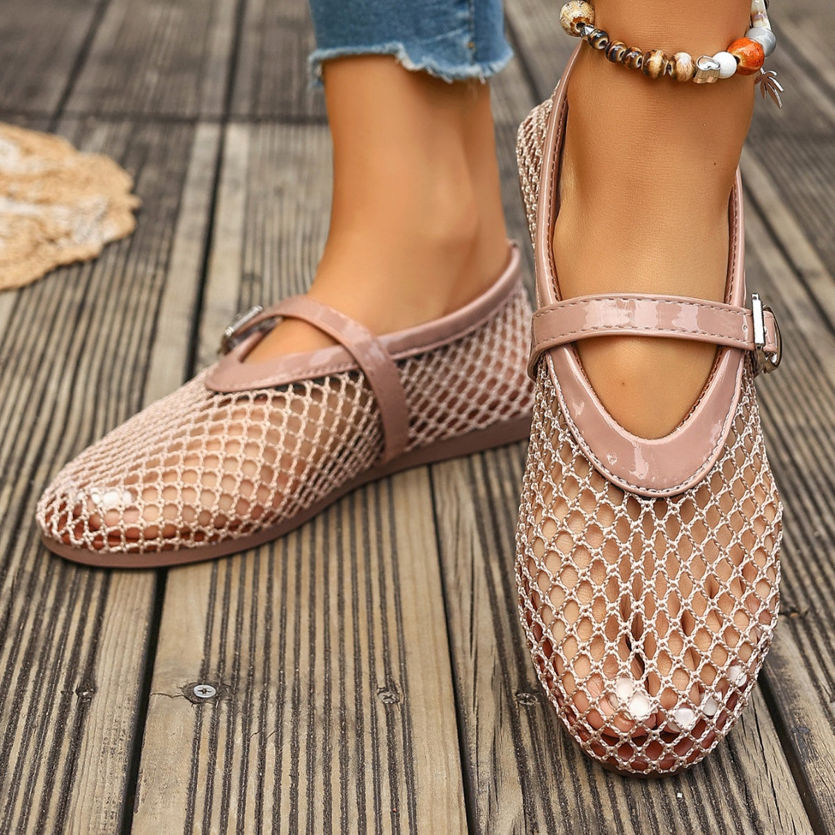 Trendsi round toe slip-on shoes in neutral color, showcasing comfortable casual footwear with sleek design and elastic side panels.