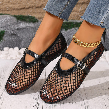 Trendsi round toe slip-on shoes with a sleek design, featuring a smooth fabric upper and comfortable flat sole.