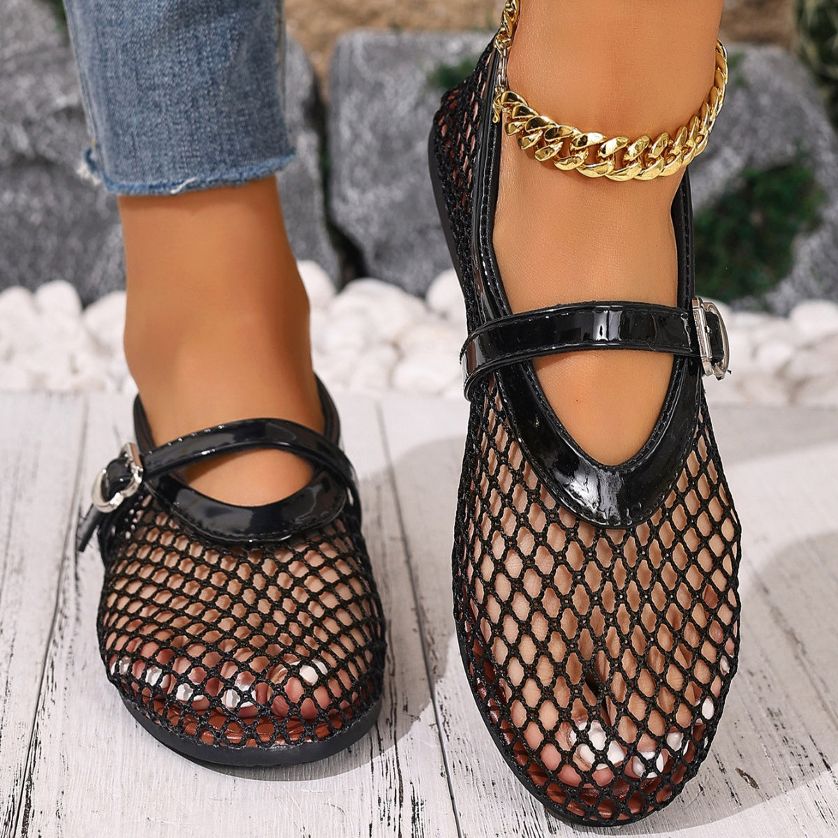 Trendsi round toe slip-on shoes in neutral color, featuring a sleek design and comfortable fit for casual wear.