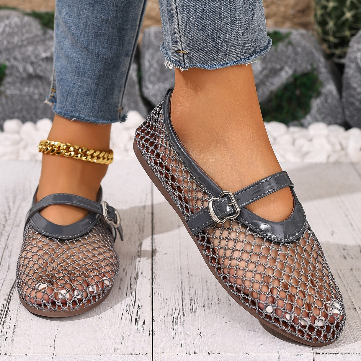 Trendsi round toe slip-on shoes with a sleek design, featuring a comfortable fit and stylish appearance.