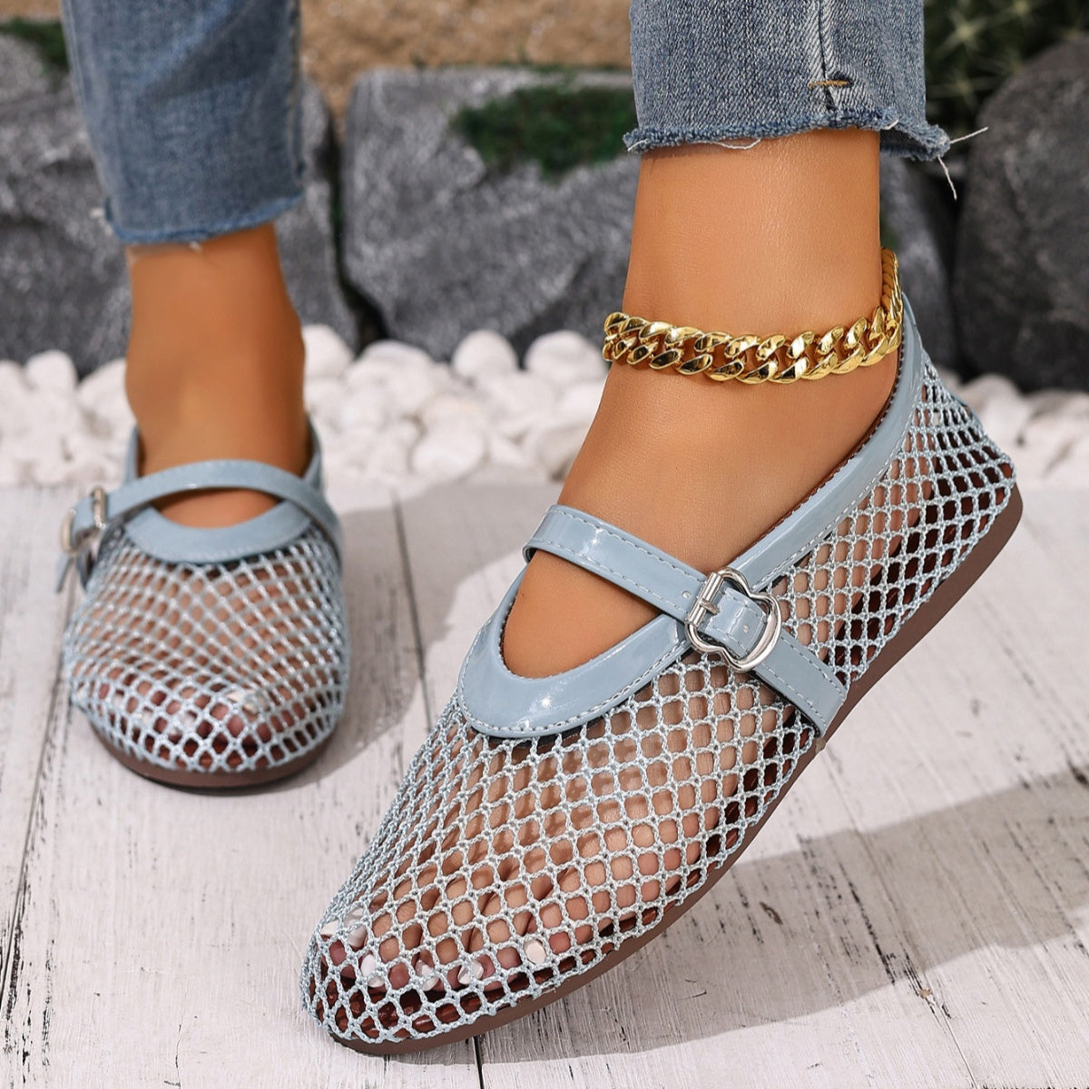 Trendsi round toe slip-on shoes with a sleek design, featuring comfortable fit and classic style, shown from a side view.