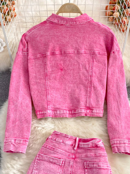 Button Up Jacket and Slit Skirt Denim Set - Redemption By Ashley North