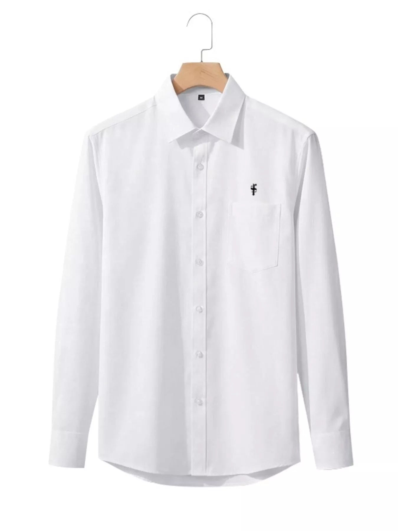 Men's pink slim fit button-up shirt in plus size by Trendsi, full-size men's dress shirt with a classic collar and long sleeves.