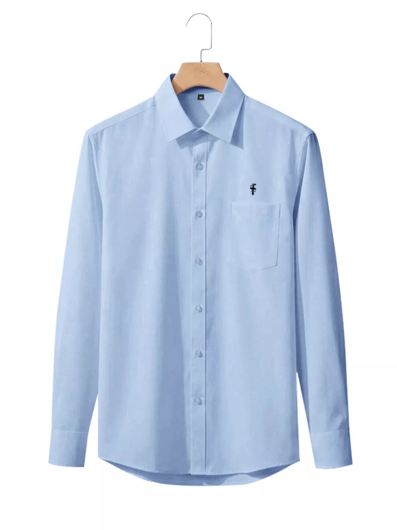 Men's full-size pink slim fit button-up shirt by Trendsi, showing a tailored fit with collar and long sleeves for plus sizes.