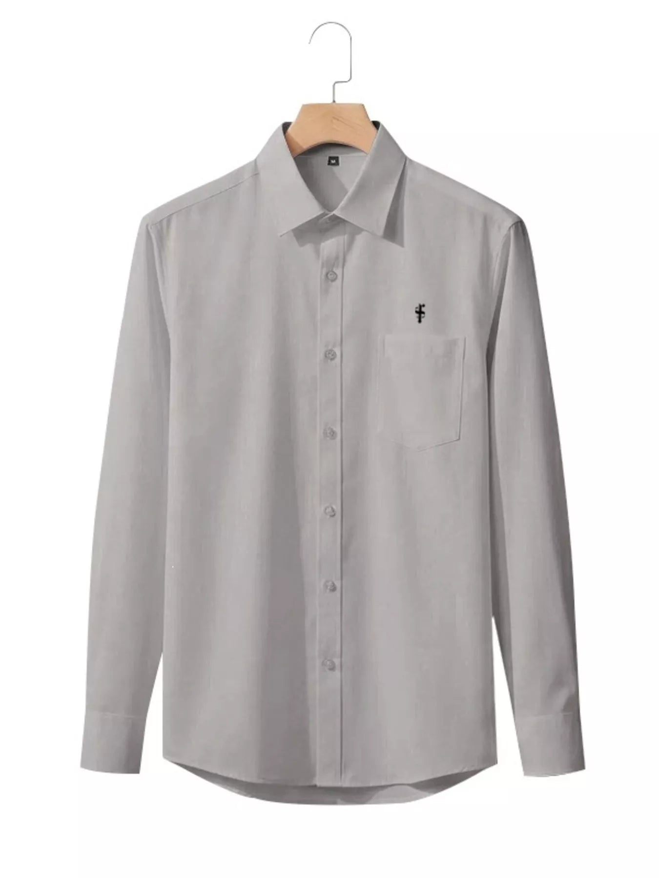 Pink men's full-size slim fit button-up shirt by Trendsi, shown in a front view, highlighting the tailored design and collar.