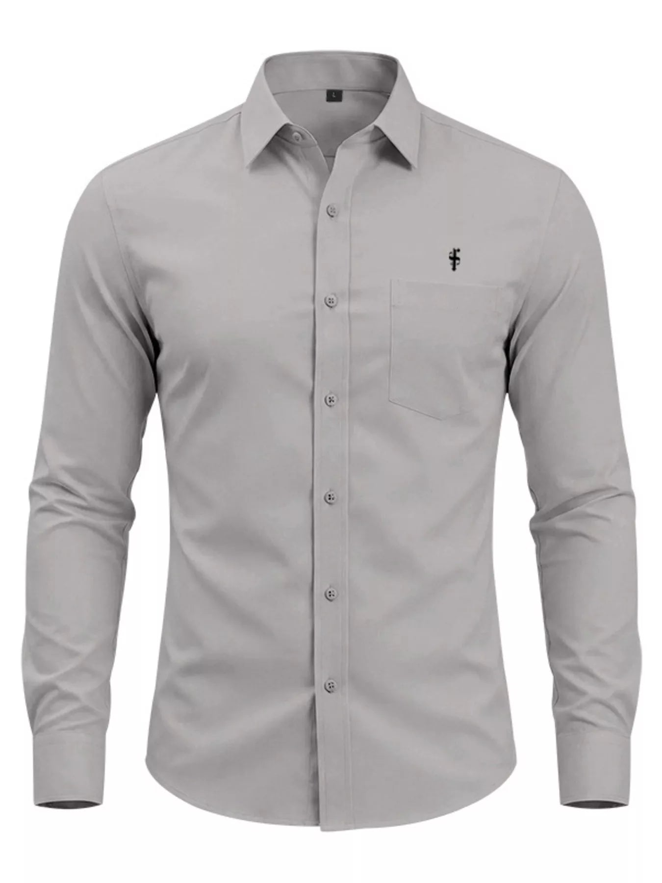 Men's pink full-size slim fit button-up shirt by Trendsi, shown in plus size with a classic collar and long sleeves.
