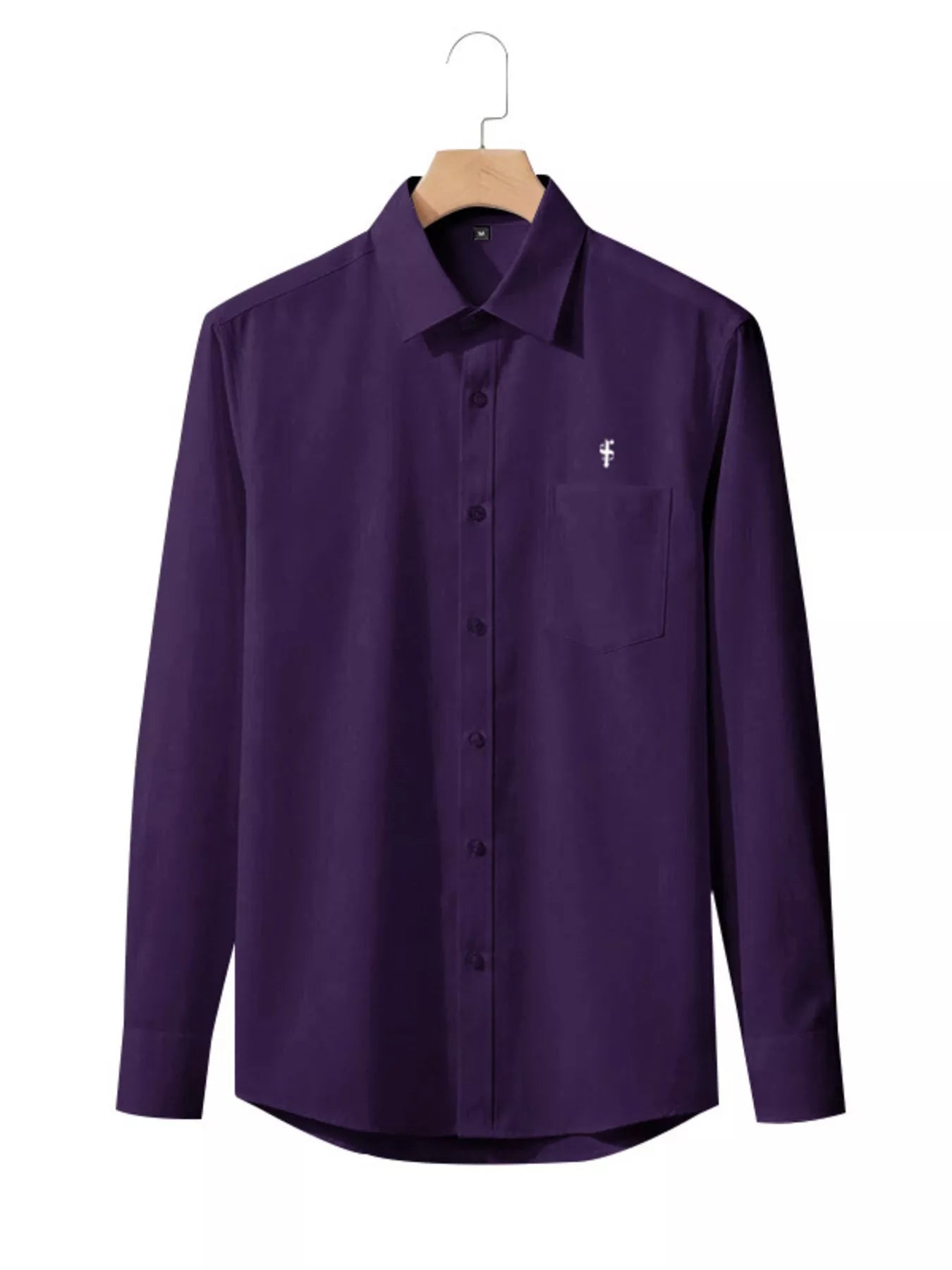 Pink men's full-size slim fit button-up shirt by Trendsi, showing the tailored collar and front buttons on a model.