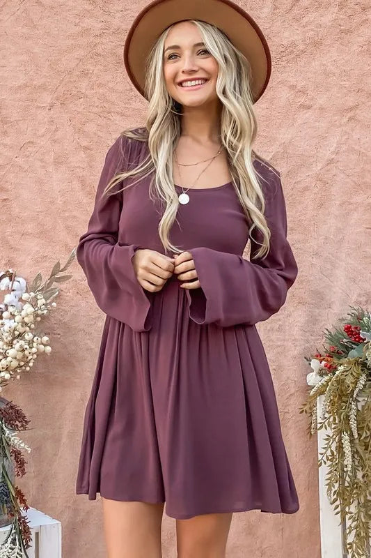 And The Why Back Lace Button Down Detail Bell Sleeve Dress - Redemption By Ashley North